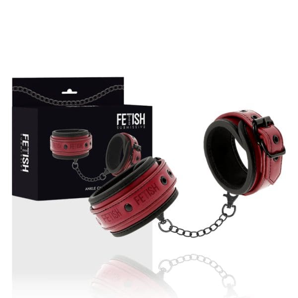 FETISH SUBMISSIVE DARK ROOM - VEGAN LEATHER ANKLE HANDCUFFS WITH NEOPRENE LINING 2